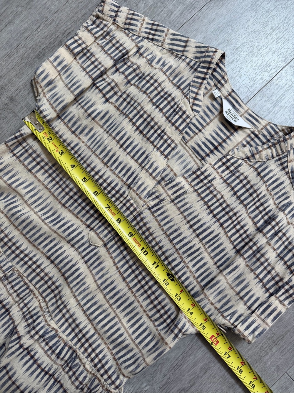 Bridge & Burn The Ira Midi Dress in Mushroom Ikat Stripe Organic Cotton Size XS - Picture 11 of 15